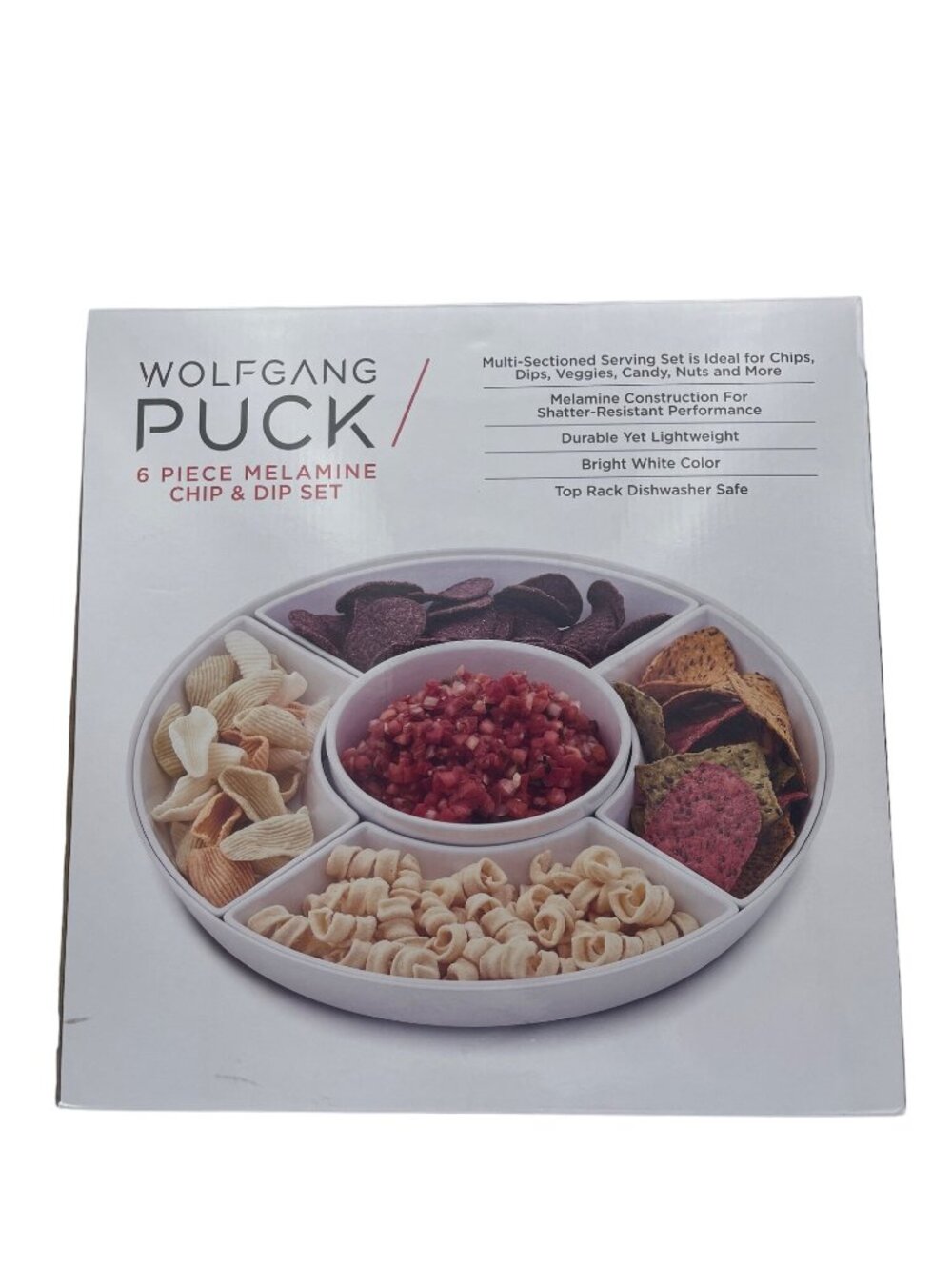 Wolfgang Puck 6 Piece Melamine Chip & Dip Set Hostess Party Serving Taco Bar